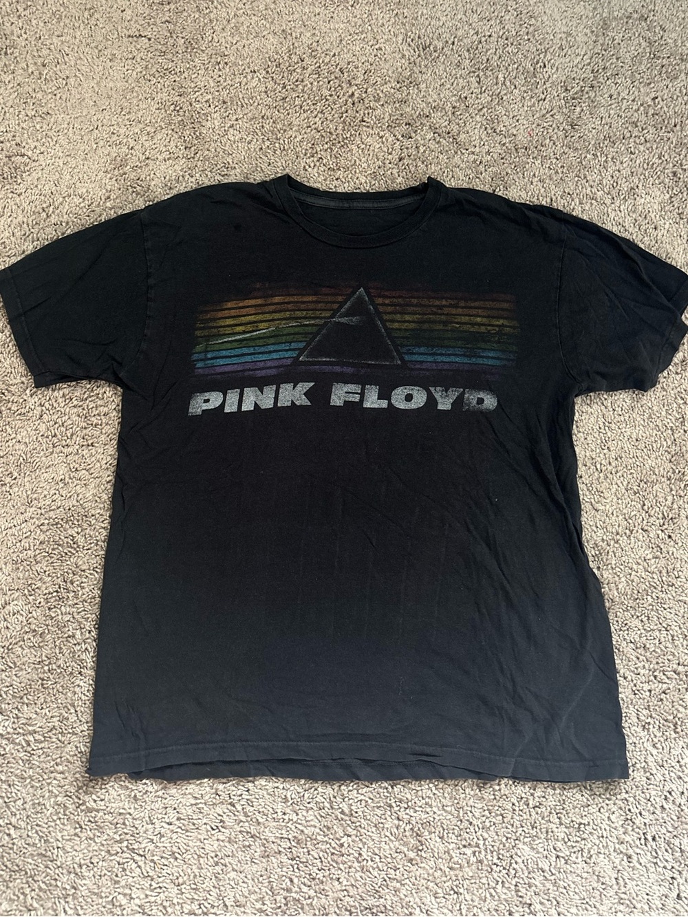 Pink Floyd Black Tee with Rainbow Prism Graphic